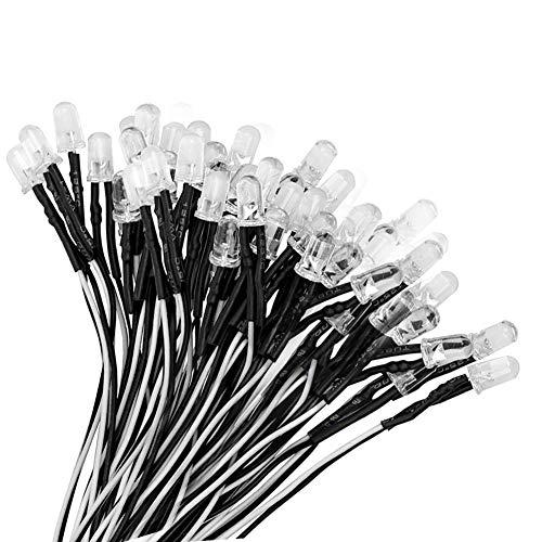 YIXISI 50 Pezzi 5mm Diodo Ad Emissione Luminosa LED Precablata 12V 
