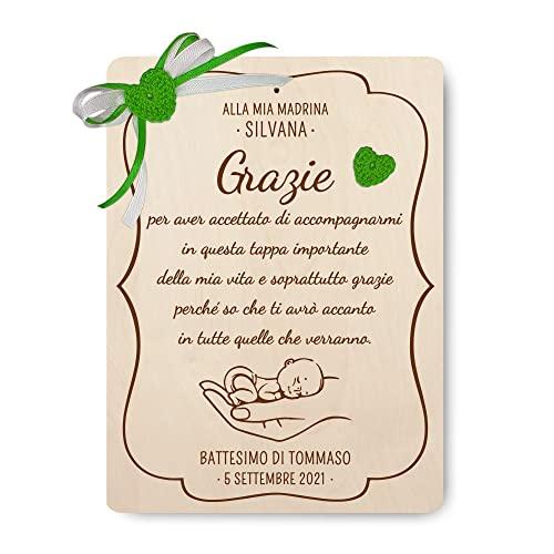 Targa Ricordo Battesimo E Cresima Personalizzata - Regalo Per Madrina E Padrino Con Nome E Data - Completa Di Scatola Regalo - Foto 3