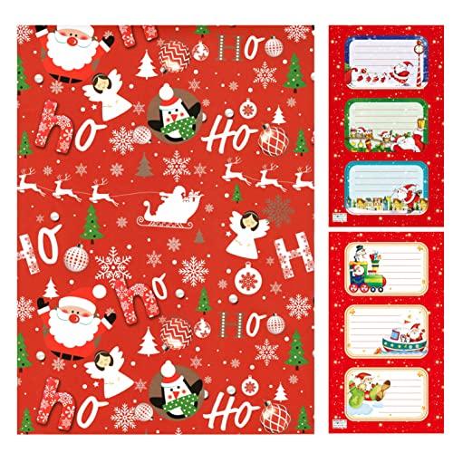 ARKRAFT carta regalo natale 5 fogli formato XXL + 6 stickers chiudi pacco  natalizio(18-9058)
