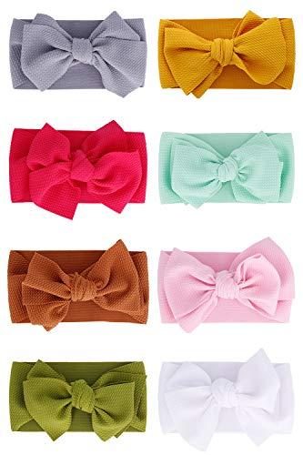 Hocaies Fasce Bambina Neonata Elastica Fascia Neonato Fasce per Bambini  Fiocchi Fasce Capelli Bambina Fascia Bambina Accessori Fasce (8 Pezzi - E)