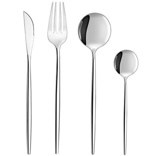 Bestdin - Set di posate per 6 persone, 24 pezzi in acciaio inox, con  coltelli, forchette, cucchiai, lavabili in lavastoviglie