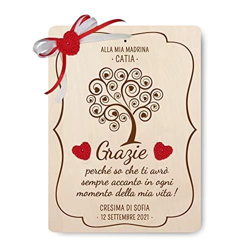 Targa Ricordo Battesimo Personalizzata Crociedelizie - Legno 15x20 Cm Con Nome E Data