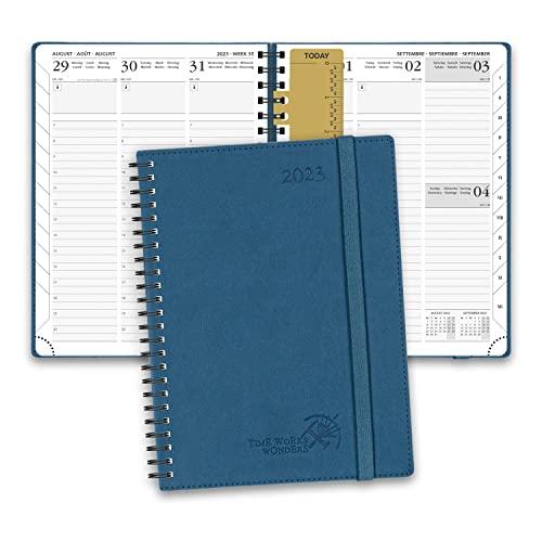 Agenda 2025 Settimanale POPRUN A5 - Copertina Rigida Verde, Spirale, Con Righello E Piano Mensile