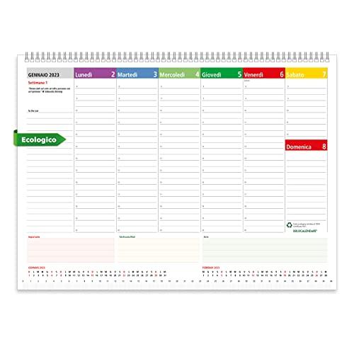 Planning Settimanale da Tavolo 2023 SPIRALATO con tutte le DATE STAMPATE -  In Carta ECOLOGICA 100% - Certificato FSC® - Planner Amico dell'Ambiente -  Agenda Appuntamenti con Note (42X30)