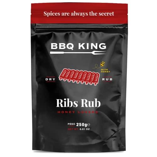 BBQ KING Ribs Rub Confezione da 250 Gr, Dry Rub Bbq per Costine di