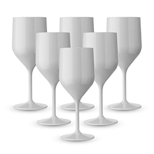 BRYNA - Set 6 Pezzi Bicchieri Croisiere da 25 Cl in Policarbonato (Plastica  Rigida), 100% Design Italiano, Bicchieri Infrangibili, Calici Vino  Riutilizzabili e Lavabili in Lavastoviglie, Bianco