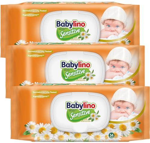 Salviette Neonato Babylino Sensitive con delicata profumazione alla Camomilla, formula 98% Naturale che ripristina il PH della pelle, 3 Confezioni con chiusura salva-freschezza, 162 Salviettine Salviette Neonato Babylino Sensitive con delicata profumazione alla Camomilla, formula 98% Naturale che ripristina il PH della pelle, 3 Confezioni con chiusura salva-freschezza, 162 Salviettine