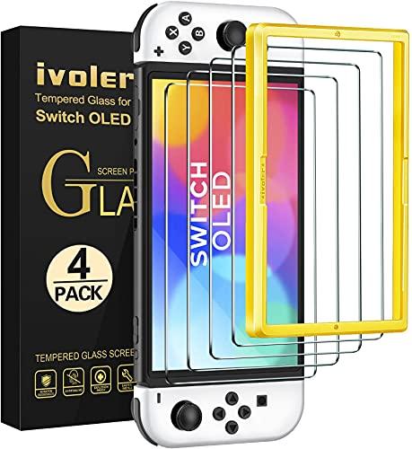 ivoler Set di 4 vetri temperati compatibili con Nintendo Switch OLED Modello 7 Pollici Modello 2021, con kit di installazione offerto, pellicola di protezione per lo schermo - 9H Glass - anti graffio ivoler Set di 4 vetri temperati compatibili con Nintendo Switch OLED Modello 7 Pollici Modello 2021, con kit di installazione offerto, pellicola di protezione per lo schermo - 9H Glass - anti graffio
