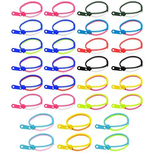 30 braccialetti con zip in colori misti, giocattoli sensoriali
